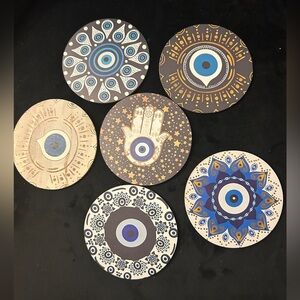 Brand New Set of 6 Evil Eye Design Coasters